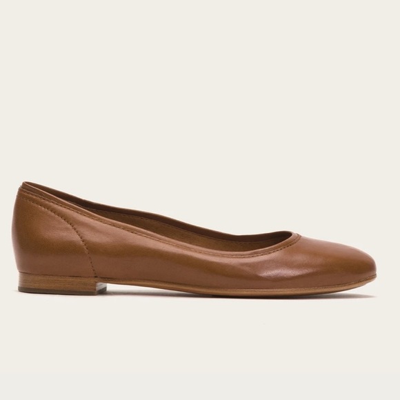 Frye Gloria Leather Ballet Flat in Cognac Shoes - Picture 2 of 11